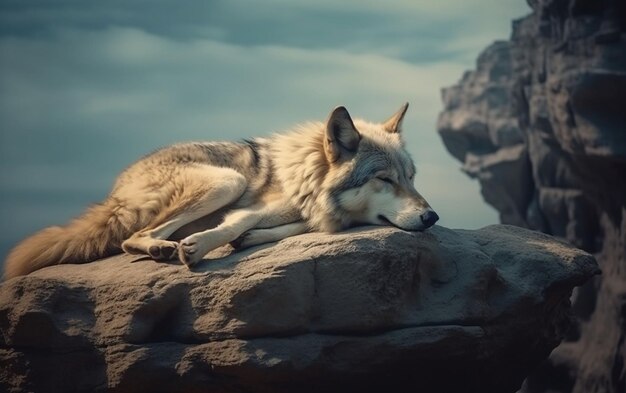 Foto retrato en primer plano de un lobo en el bosque