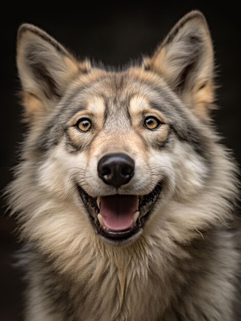 Foto retrato en primer plano de un lobo en el bosque