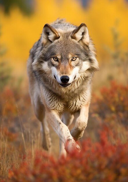 retrato en primer plano de un lobo en el bosque