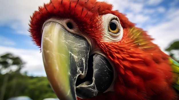 Un retrato en primer plano de un loro positivo