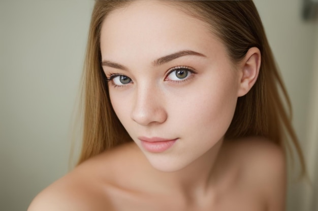 Retrato en primer plano de una mujer joven