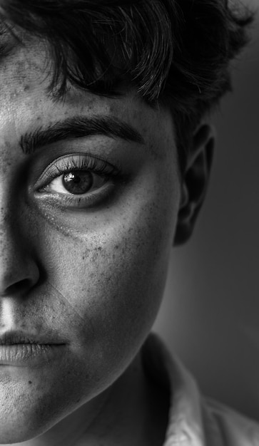 Retrato en primer plano de una mujer joven