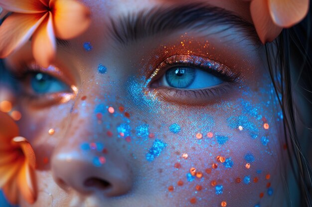 Retrato en primer plano de una mujer con ojos azules