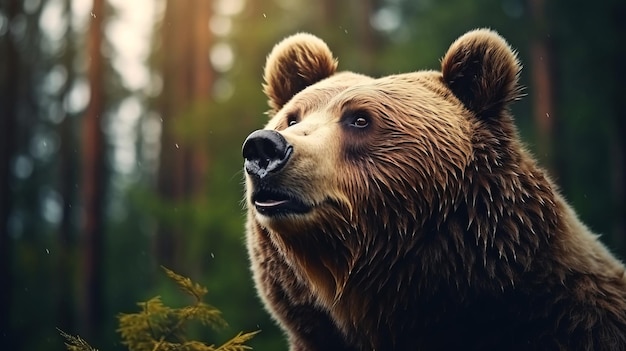 Retrato en primer plano de un oso en el bosque