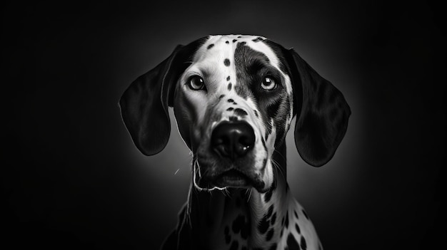 Retrato de primer plano de pájaro minimalista de perro dálmata