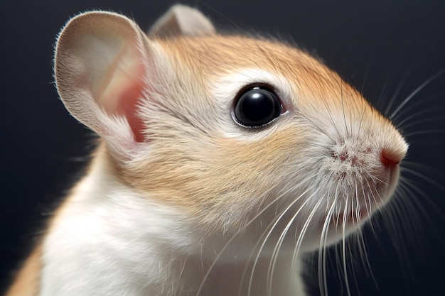 Retrato en primer plano de un ratón chino sobre un fondo negro