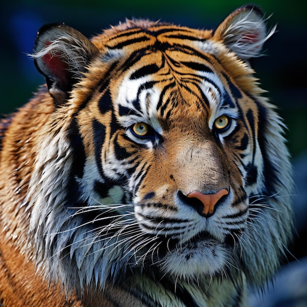 Retrato en primer plano de un tigre en un zoológico Panthera tigris altaica