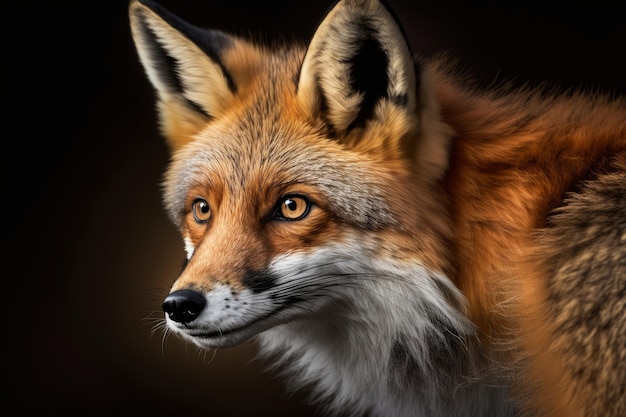 Retrato de primer plano de un zorro rojo Vulpes vulpes IA generativa