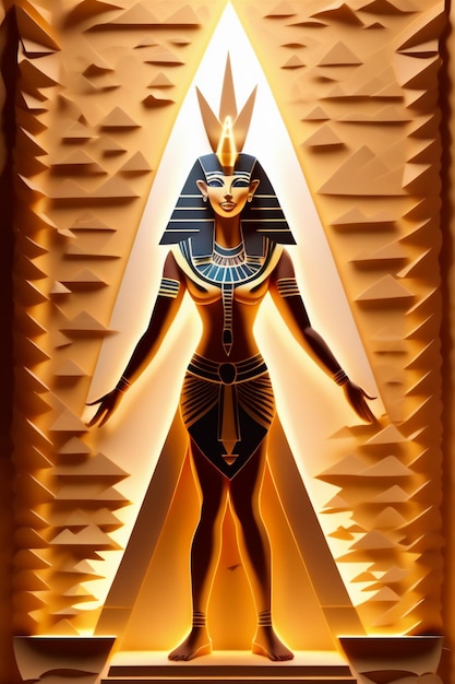 Retrato de la princesa egipcia en joyas de oro Reina Cleopatra egipto diosa papel arte