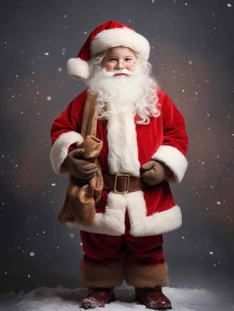 Retrato profissional de estúdio de um jovem menino Papai Noel moderno