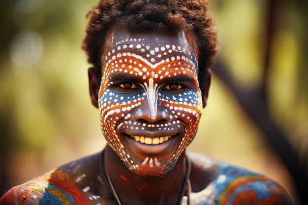 Foto retrato que muestra la rica herencia de la cultura indígena aborigen australiana hombre