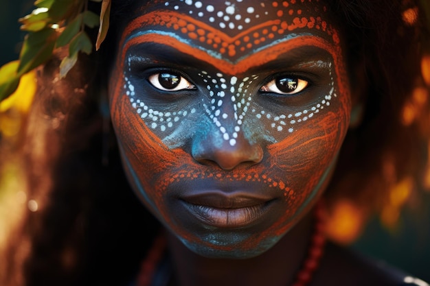 Foto retrato que muestra la rica herencia de la cultura indígena aborigen australiana