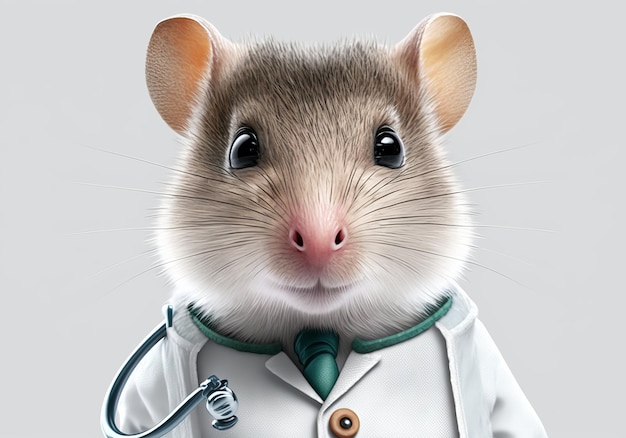 Retrato de un ratón en un uniforme médico médico