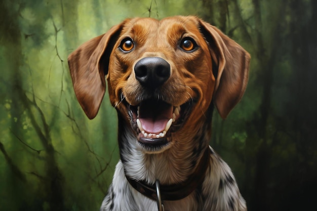 Retrato de una raza de perro dachshund en el bosque