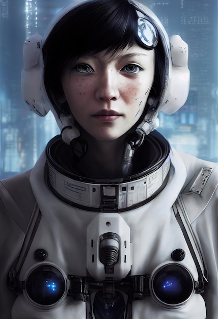 Retrato realista de un astronauta en un traje espacial astronauta futurista de alta tecnología