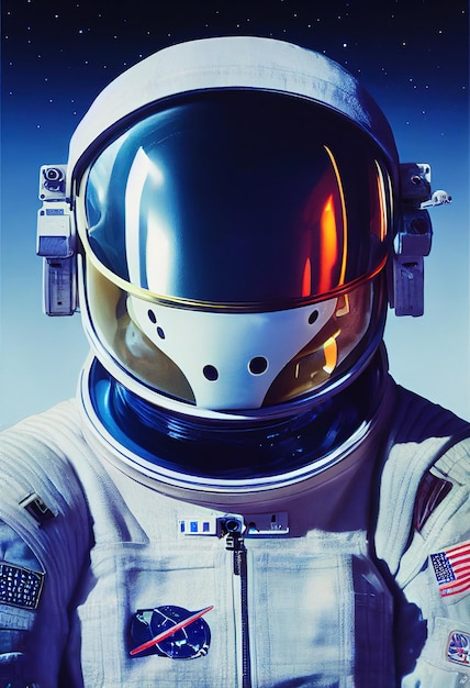 Retrato realista de un astronauta en un traje espacial Astronauta futurista de alta tecnología