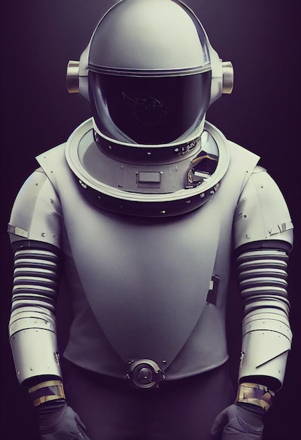 Retrato realista de un astronauta en traje espacial. astronauta retro. Concepto de astronáutica.