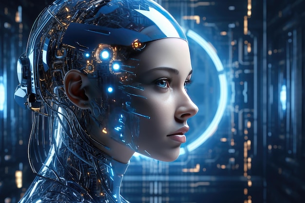 retrato realista de una chica cyborg progreso en el desarrollo de la inteligencia artificial