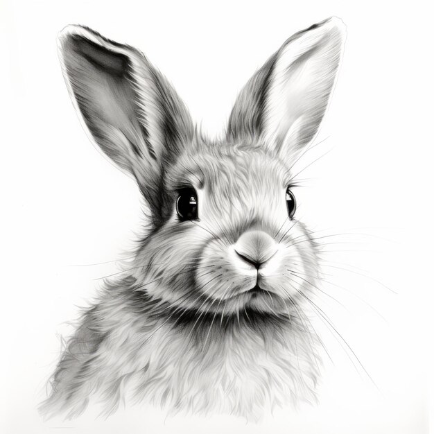 Foto retrato realista de coelho em alto contraste preto e branco