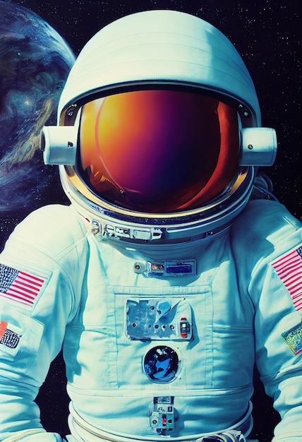 Retrato realista de um astronauta em um traje espacial Astronauta futurista de alta tecnologia