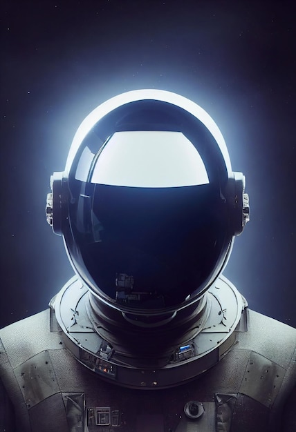 Retrato realista de um astronauta em um traje espacial. Astronauta retrô. Conceito de astronáutica.