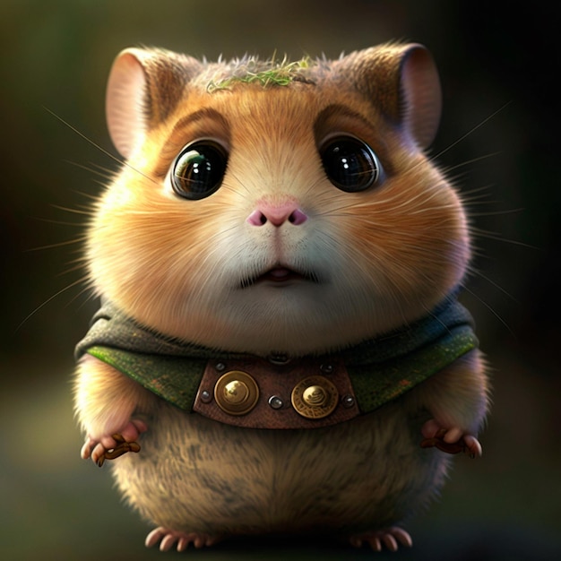 Retrato realista de um hamster fofo no estilo do gato de Shrek