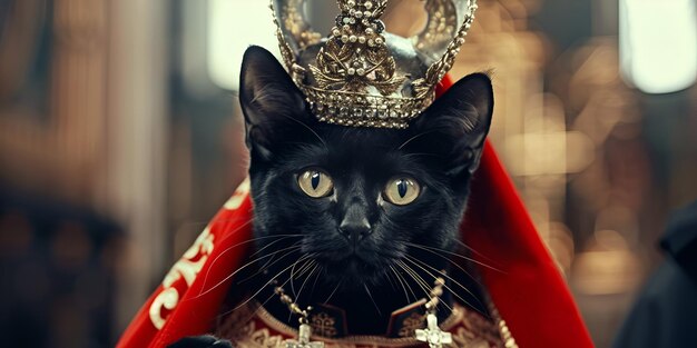 Retrato realista de un gato negro