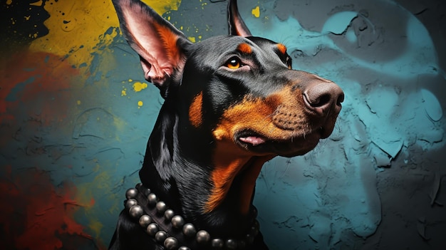 Foto retrato realista del perro doberman generado por la ia