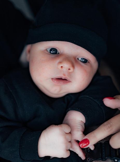 retrato, de, recién nacido, lindo, niño