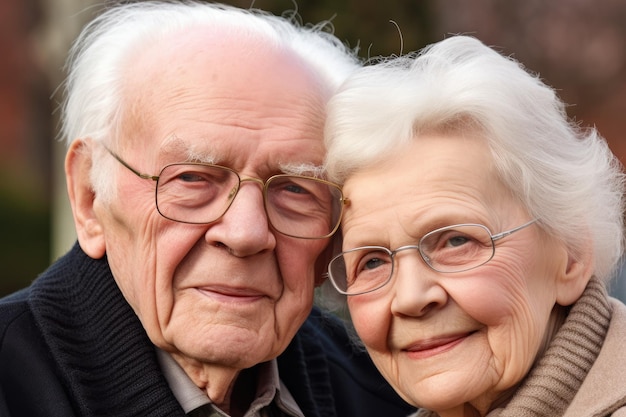 Un retrato recortado de una cariñosa pareja de ancianos creado con inteligencia artificial generativa