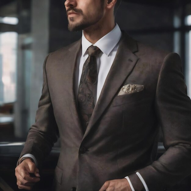 Retrato recortado de um empresário de sucesso abotoando seu traje elegante