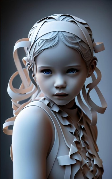 Foto retrato renderizado em 3d de uma rapariga oriental de pele escura e bonita feita sem ia não é ai em 3d puro