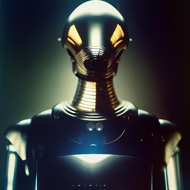 Retrato de robot aterrador Ilustración de cyborg futurista