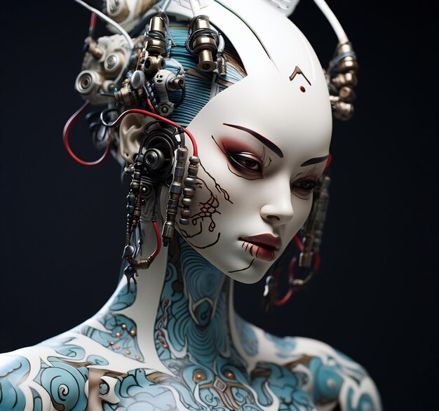 Foto retrato de un robot futurista una fantasía artística abstracta de cyberpunk el concepto de un robot moderno