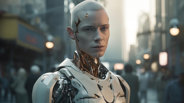 retrato de un robot de IA moderno tecnología de inteligencia artificial futurista