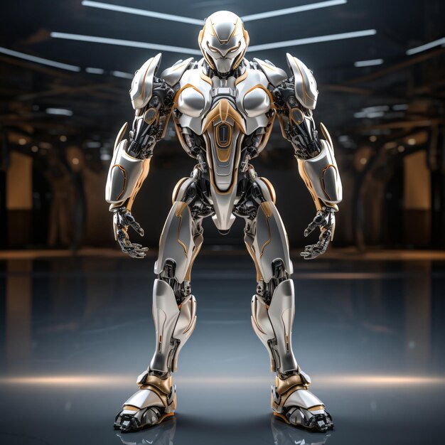 Retrato robótico antropomórfico de un cyborg robot humanoide tecnología futurista avanzada