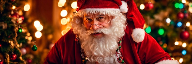 retrato de Santa Claus en el fondo de Navidad enfoque selectivo