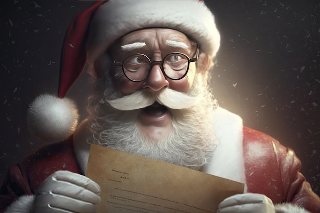 Retrato de Santa Claus leyendo carta