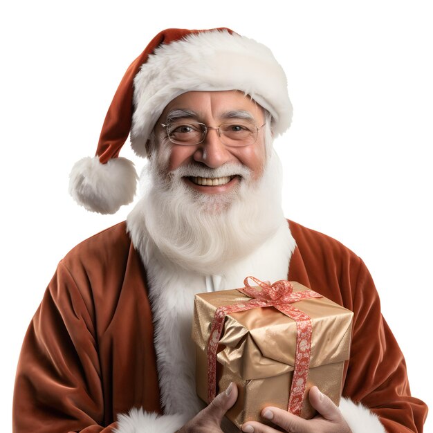 Retrato de santa claus con regalo de navidad