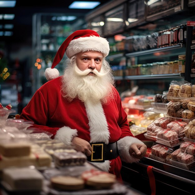 Retrato de santa claus en la tienda