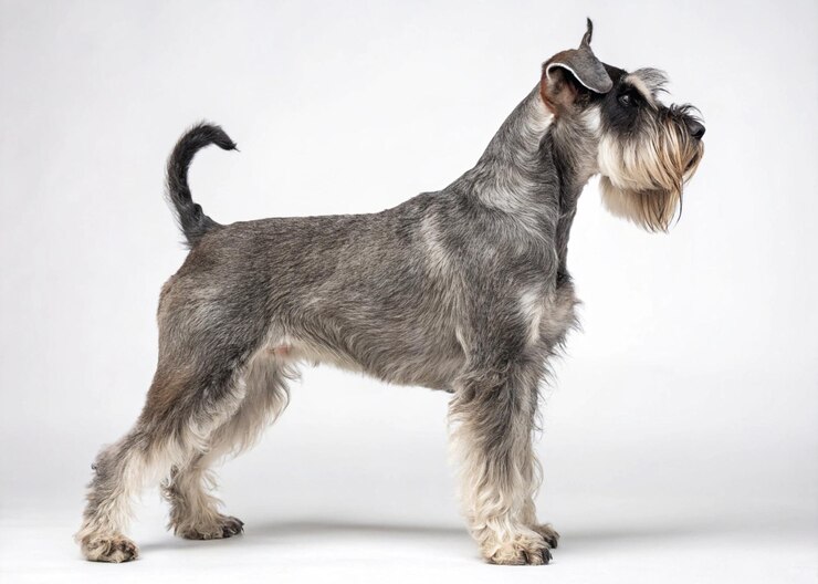 Retrato de Schnauzer foto de estudio de todo el cuerpo