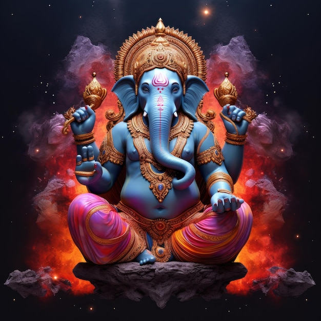 retrato de señor ganesha en el fondo del cosmos