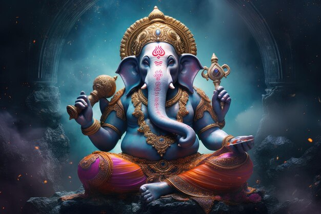 retrato de señor ganesha en el fondo del cosmos