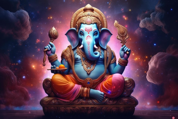 retrato de señor ganesha en el fondo del cosmos