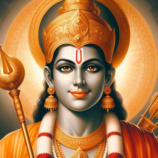 Foto el retrato del señor rama ilustración del señor rama feliz ram navami