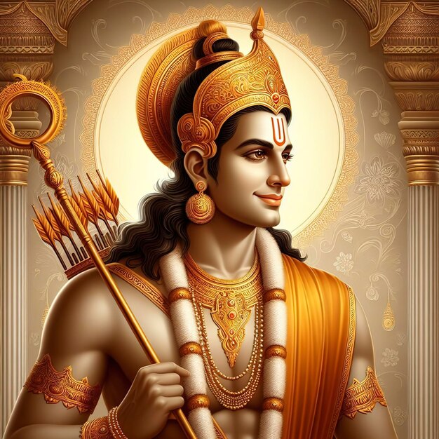 Foto el retrato del señor rama ilustración del señor rama feliz ram navami