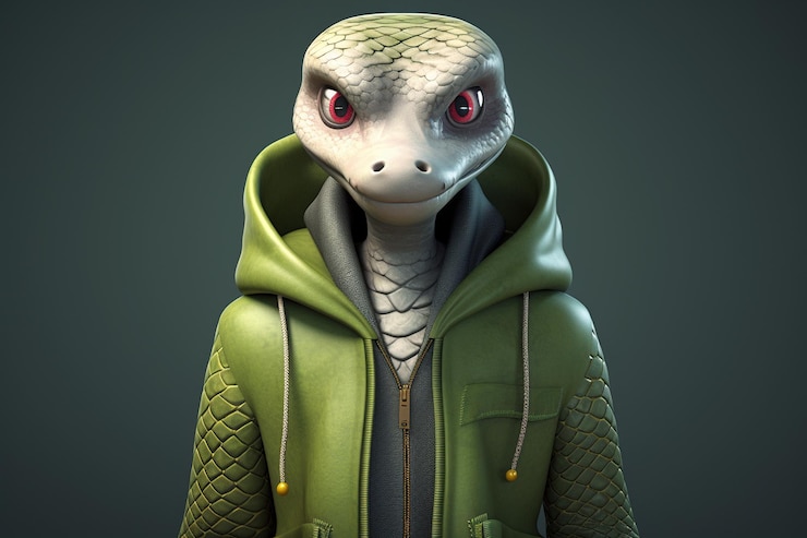 Foto un retrato de serpiente de dibujos animados en 3d