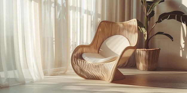 Retrato de una silla de bola en el interior de una habitación de lujo moderna