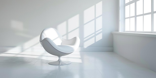 Retrato de la silla Papasan en el interior de una habitación de lujo moderna