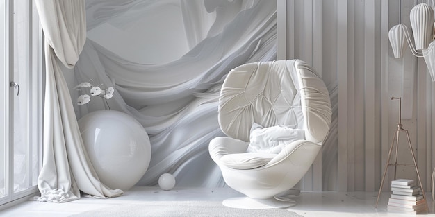 Retrato de un sillón art déco en el interior de una habitación de lujo moderna